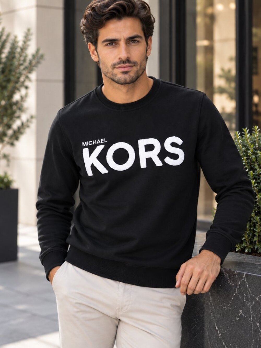 Michael Kors Men’s Black Logo Crewneck Sweatshirt NWT Size M